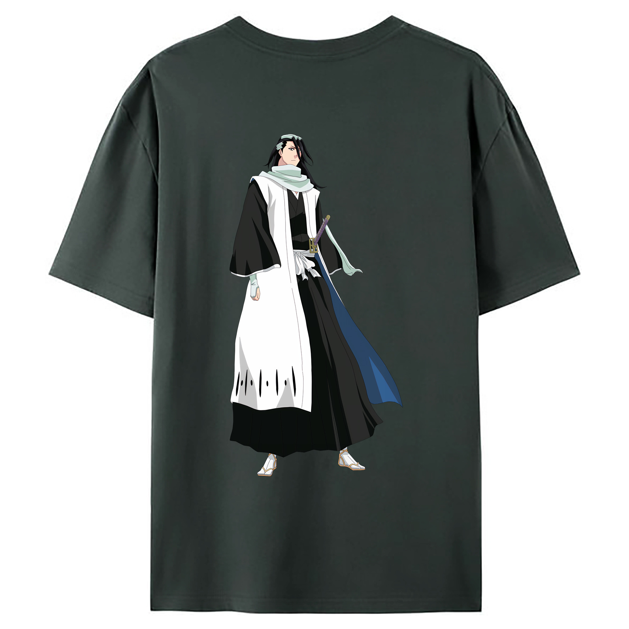 （画像用） ブリーチ くちき びゃくや BLEACH Kuchiki Byakuya 綿100％ メンズ半袖Tシャツ（バックプリント） 通気性